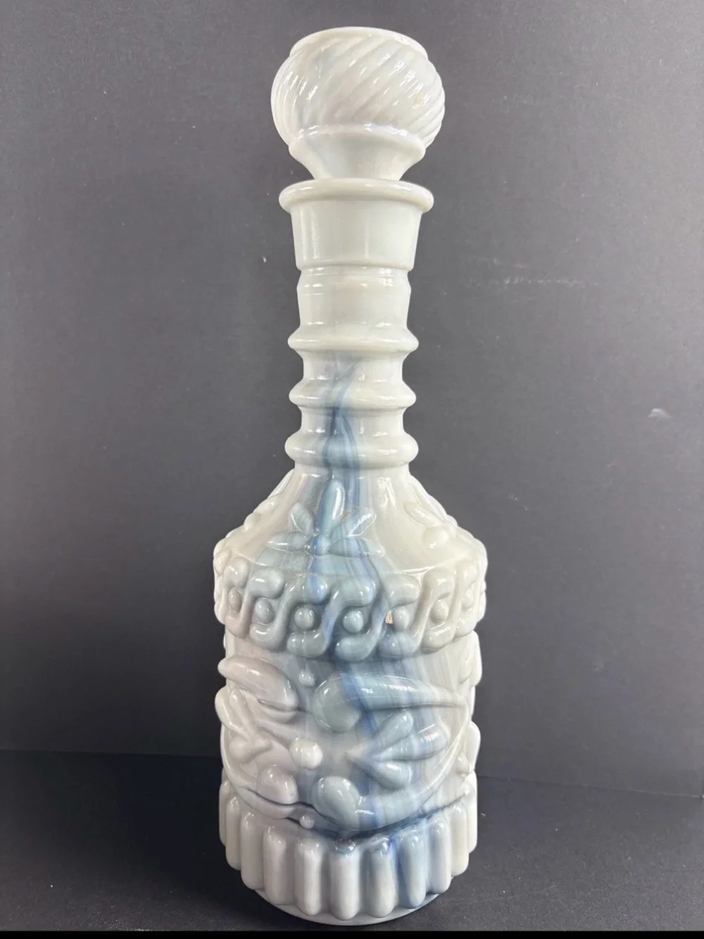 Jim Beam Blue Ornate Vintage Liquor Glass Bottle